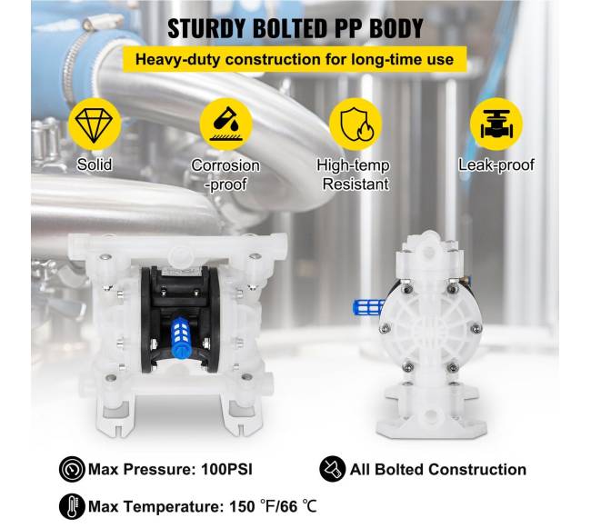Oro diafragminis siurblys, 7 GPM, 100 PSI, polipropilenas2