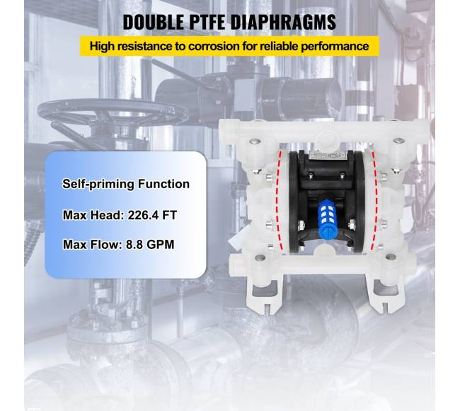 Oro diafragminis siurblys, 7 GPM, 100 PSI, polipropilenas3