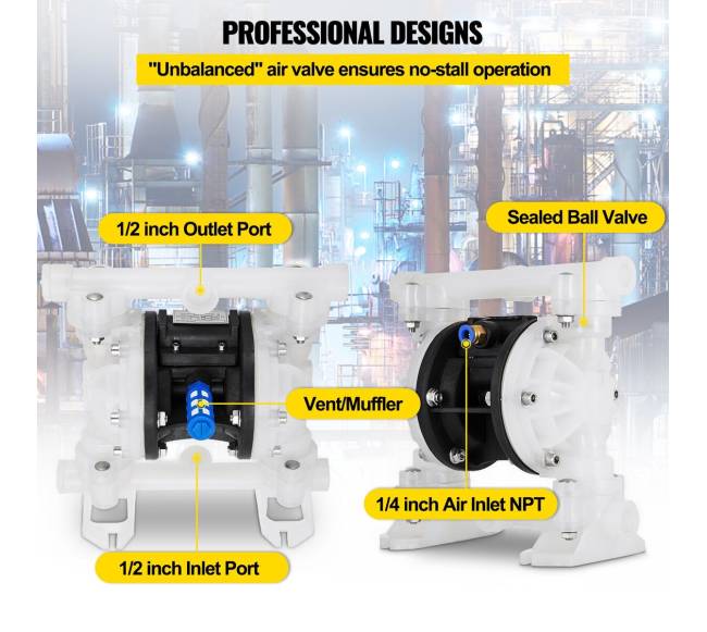 Oro diafragminis siurblys, 7 GPM, 100 PSI, polipropilenas4