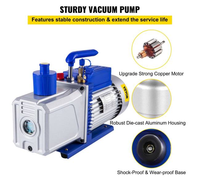 10 CFM dviejų pakopų vakuuminis siurblys AC2