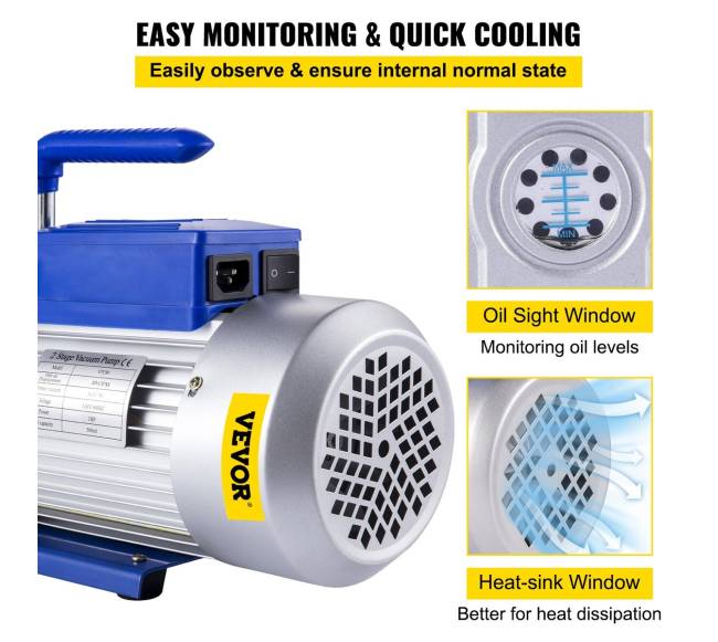 10 CFM dviejų pakopų vakuuminis siurblys AC4