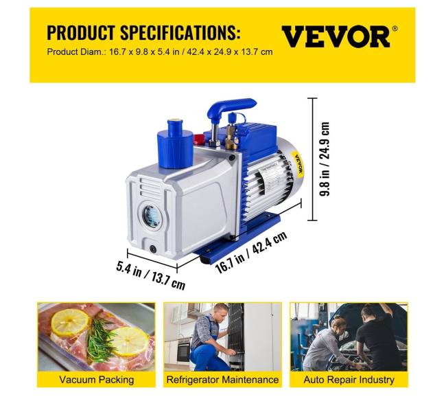 10 CFM dviejų pakopų vakuuminis siurblys AC6