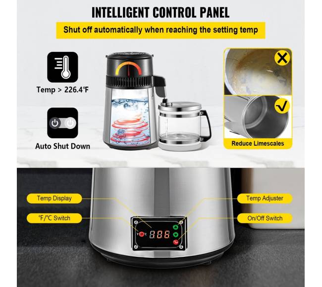 Reguliuojamos temperatūros vandens distiliatorius 750W 4L4