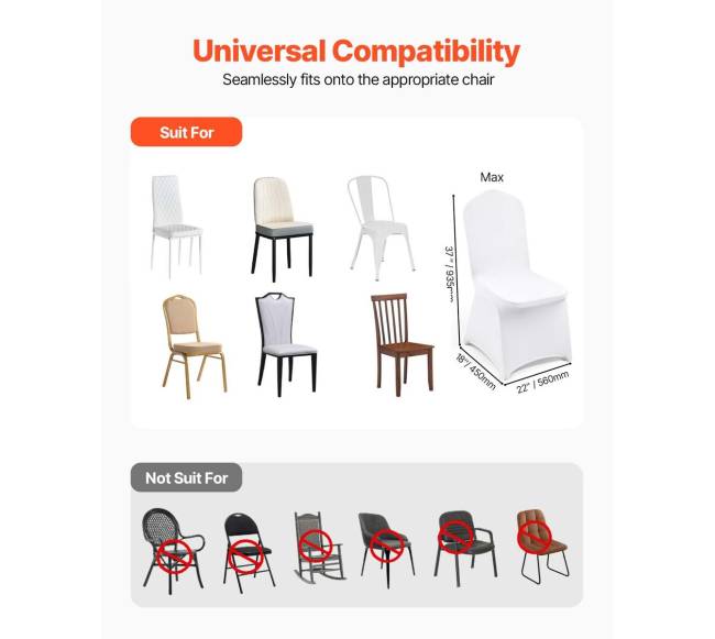 Balti elastingi kėdžių užvalkalai 100 vnt. vestuvėms3