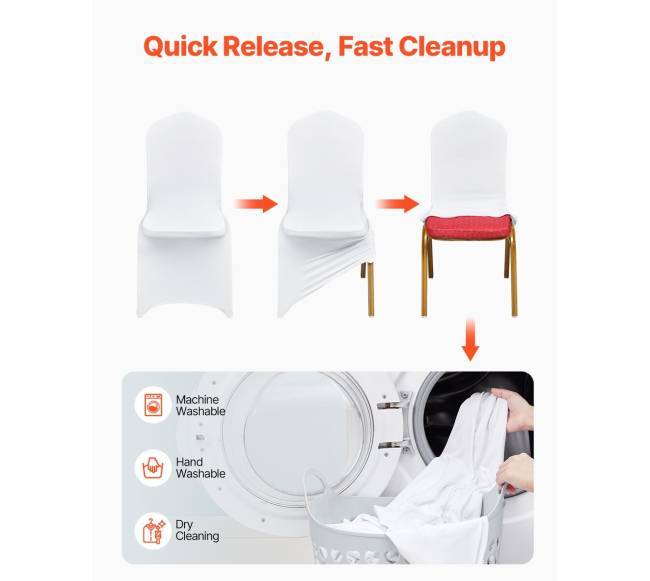 Balti elastingi kėdžių užvalkalai 100 vnt. vestuvėms4