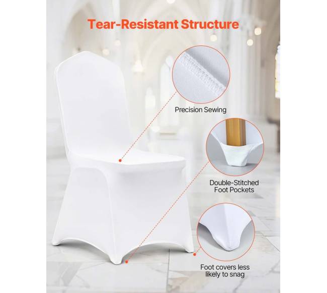 Balti elastingi kėdžių užvalkalai 100 vnt. vestuvėms5