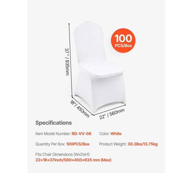 Balti elastingi kėdžių užvalkalai 100 vnt. vestuvėms6