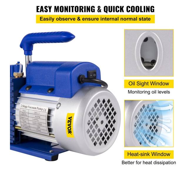 Dviejų pakopų oro vakuumo pompa 9 CFM 220V4