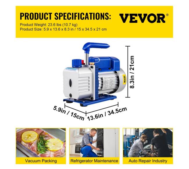 Dviejų pakopų oro vakuumo pompa 9 CFM 220V6