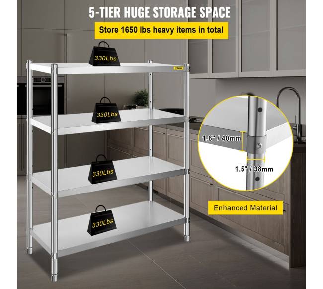 Nerūdijančio plieno lentyna, reguliuojama keturių lygių2