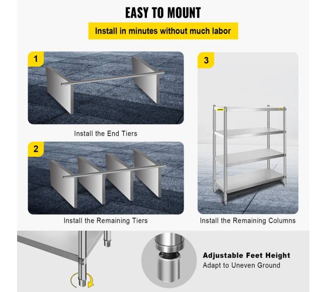 Nerūdijančio plieno lentyna, reguliuojama keturių lygių5