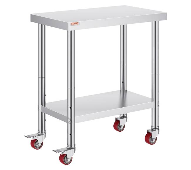 Nerūdijančio plieno stalas su ratukais0