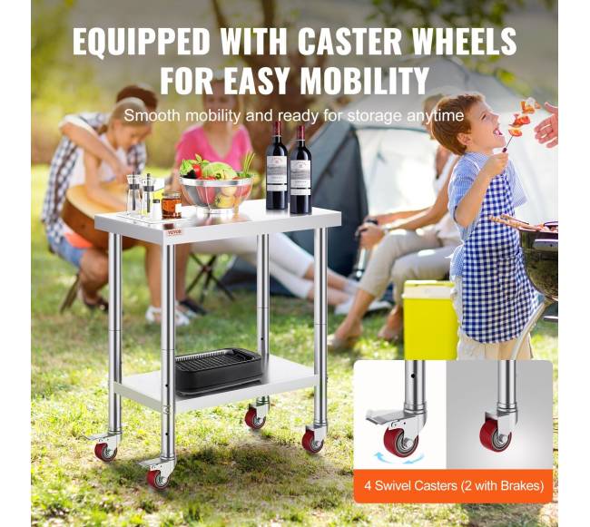 Nerūdijančio plieno stalas su ratukais3