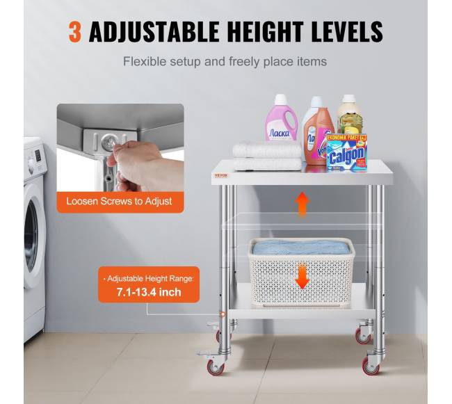 Nerūdijančio plieno stalas su ratukais4