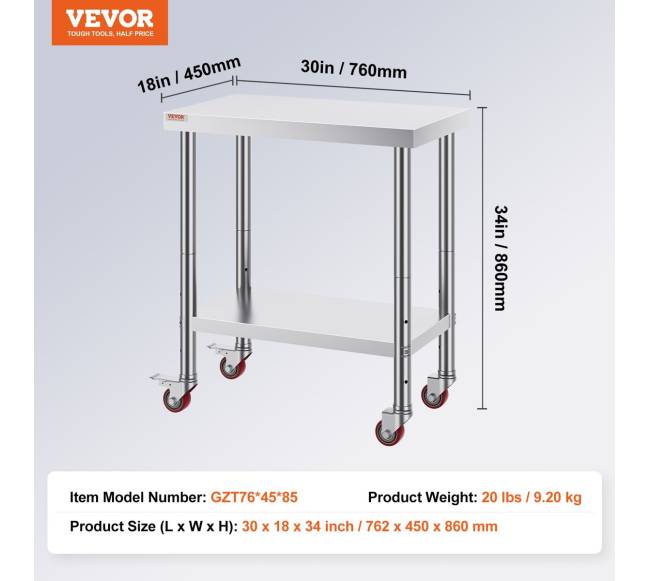 Nerūdijančio plieno stalas su ratukais6