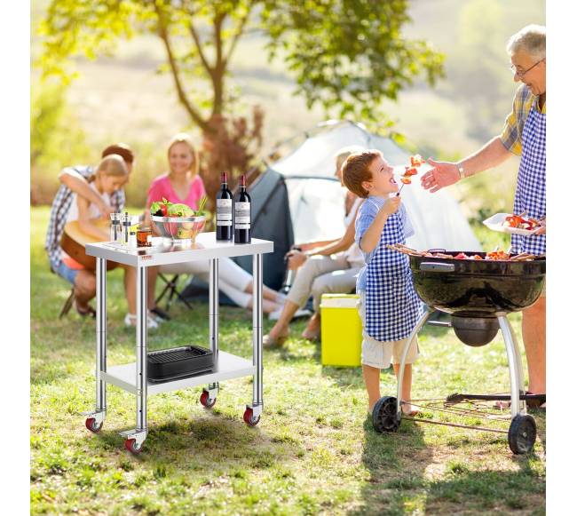 Nerūdijančio plieno stalas su ratukais7