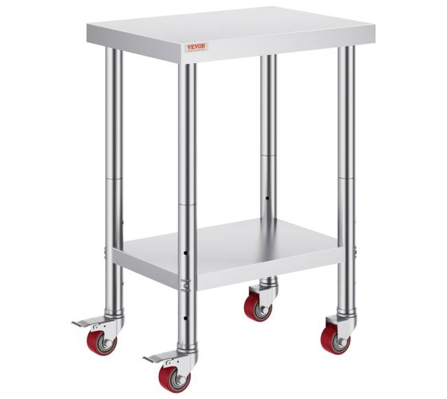 Nerūdijančio plieno virtuvinis stalas su ratukais0