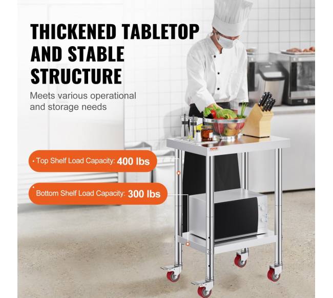 Nerūdijančio plieno virtuvinis stalas su ratukais2