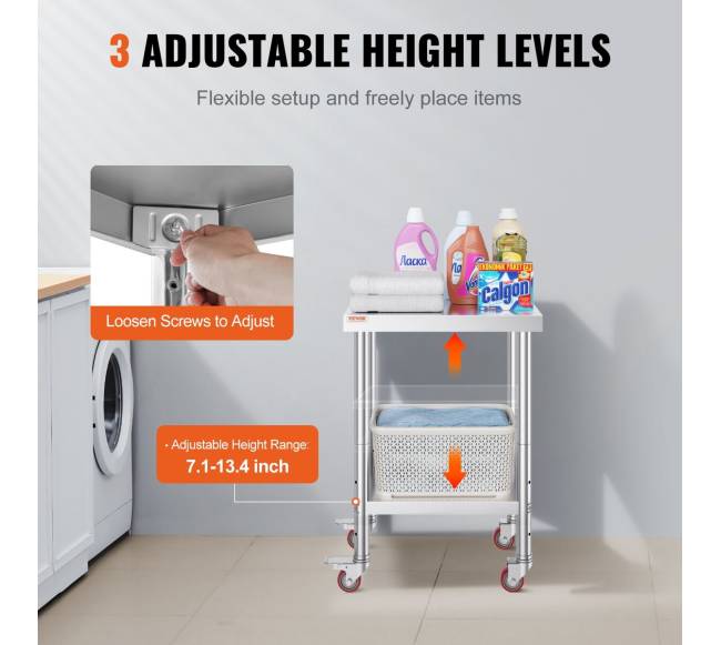 Nerūdijančio plieno virtuvinis stalas su ratukais4