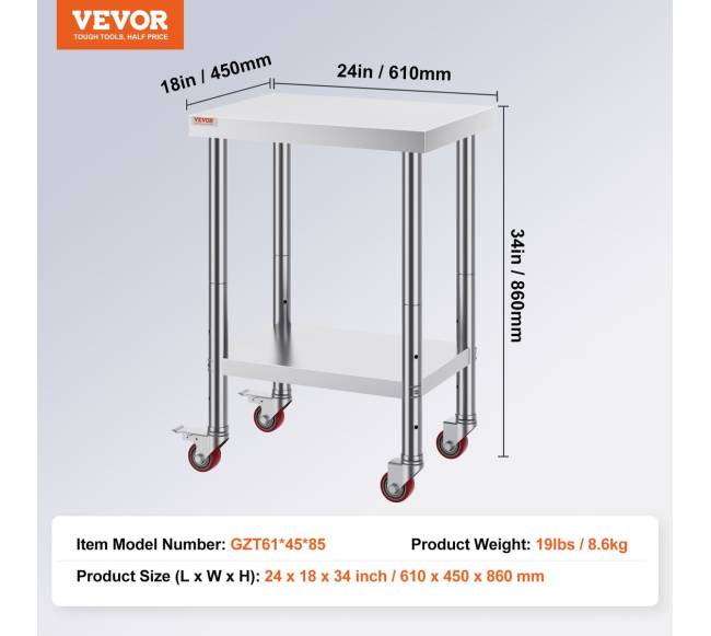 Nerūdijančio plieno virtuvinis stalas su ratukais6