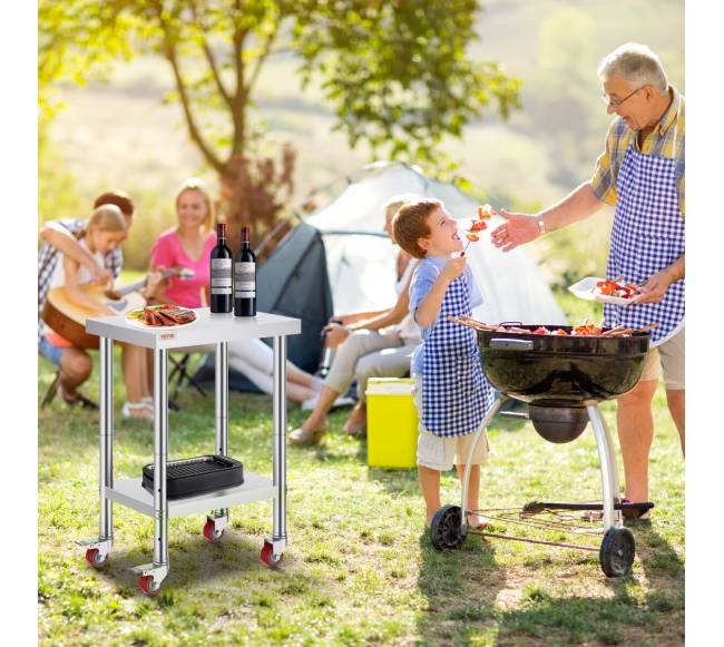 Nerūdijančio plieno virtuvinis stalas su ratukais7
