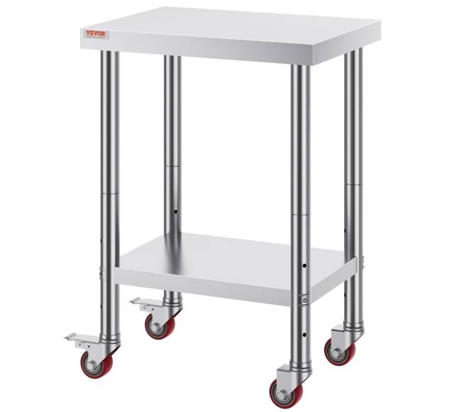 Nerūdijančio plieno virtuvinis stalas su ratukais8