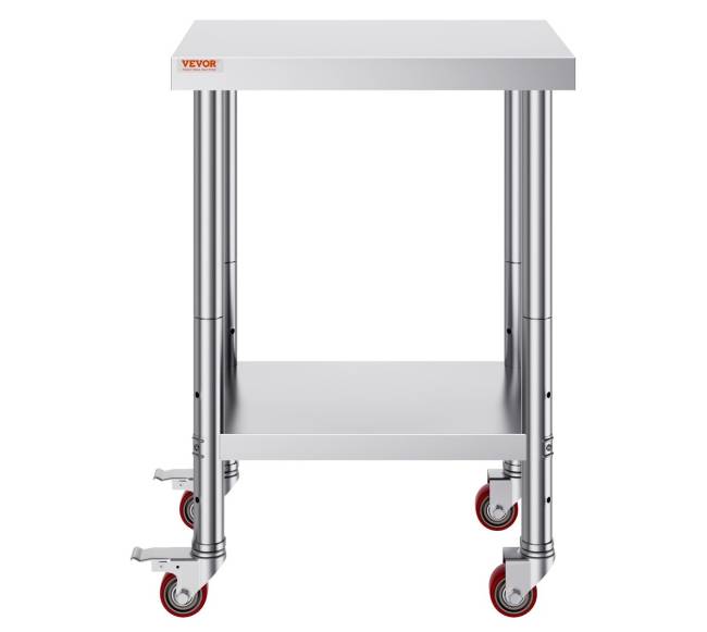 Nerūdijančio plieno virtuvinis stalas su ratukais9