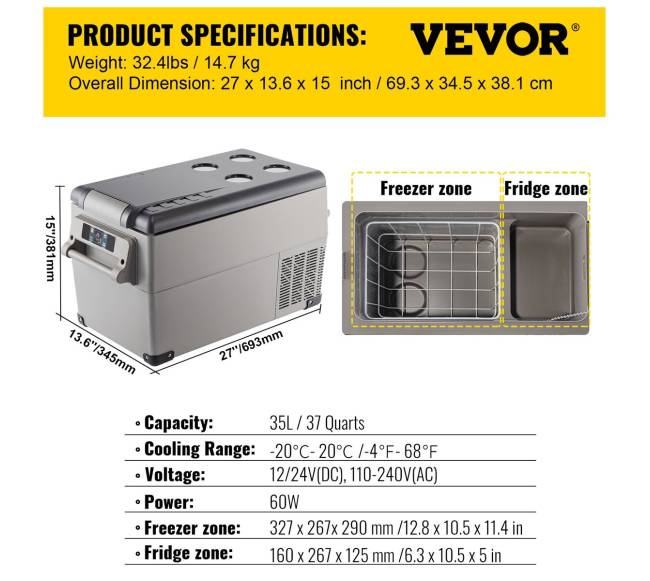 Automobilinis šaldytuvas 35L su kompresoriumi6