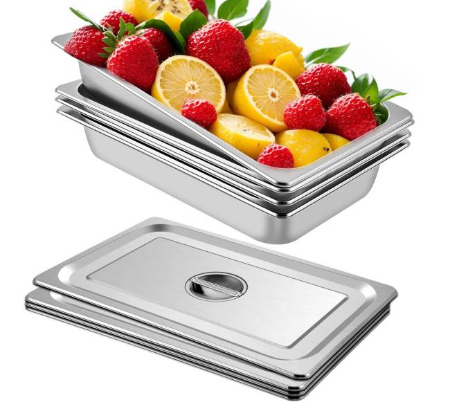 Nerūdijančio plieno garų stalo dėklai, 4 vnt.0