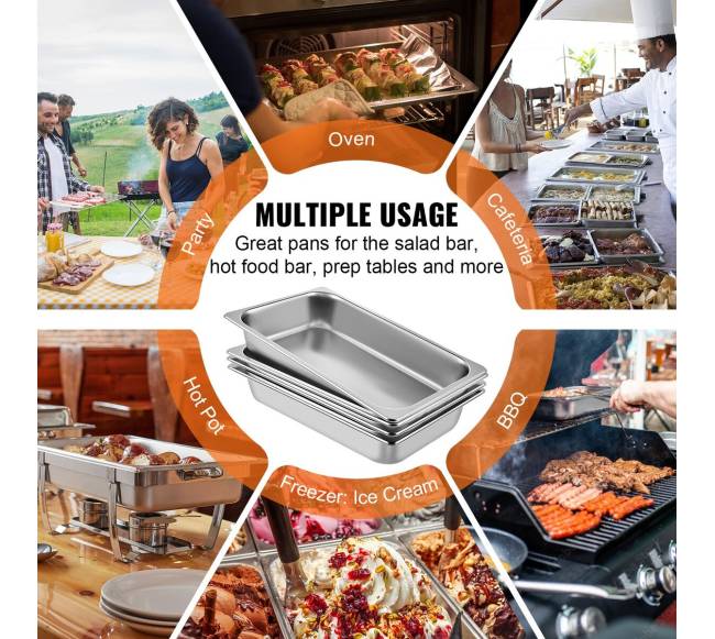 Nerūdijančio plieno garų stalo dėklai, 4 vnt.5