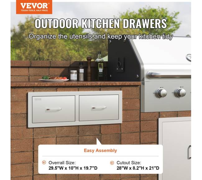 Vevor 75x25 cm BBQ stalčius su spintele1