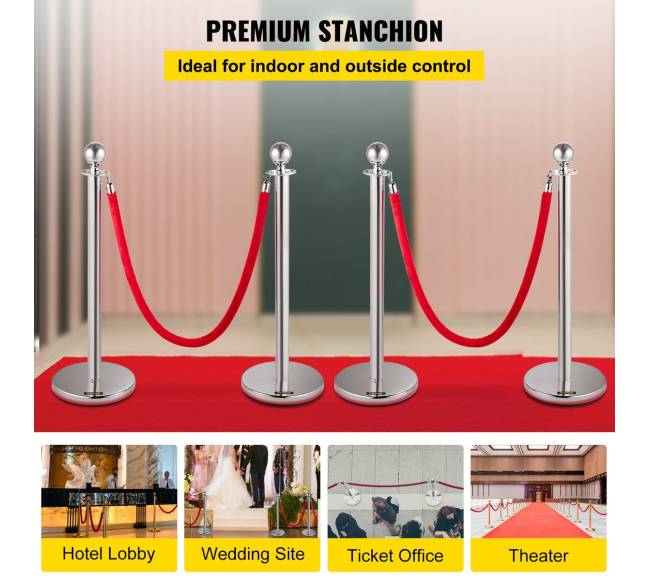 Sidabrinės eilės kontrolės stulpai su raudonu virve1