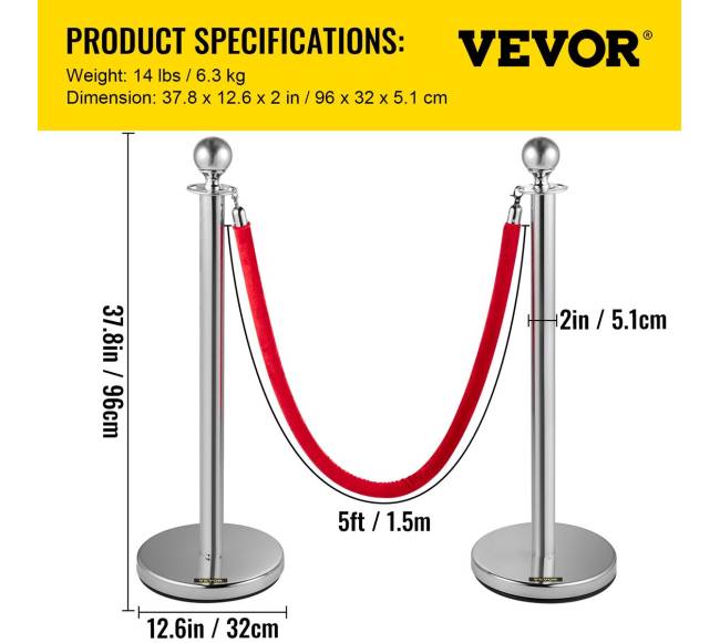 Sidabrinės eilės kontrolės stulpai su raudonu virve6