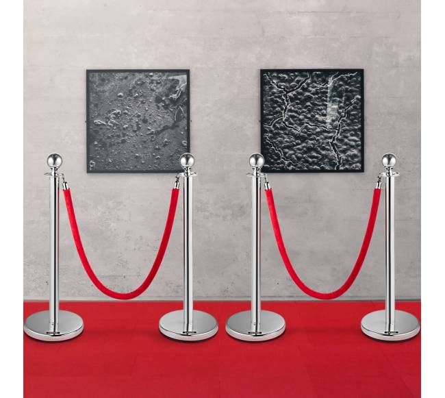 Sidabrinės eilės kontrolės stulpai su raudonu virve7