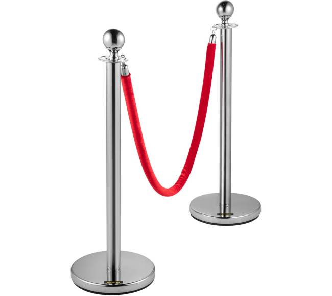 Sidabrinės eilės kontrolės stulpai su raudonu virve8