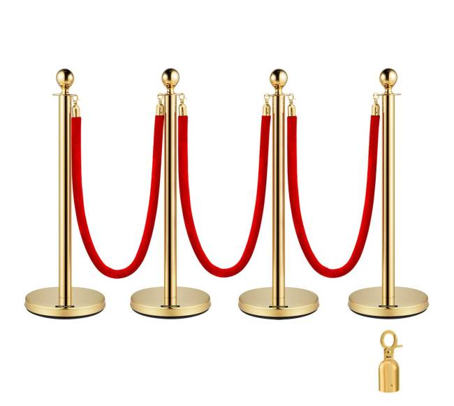 2 aukso barjerų stulpų komplektas su virve0