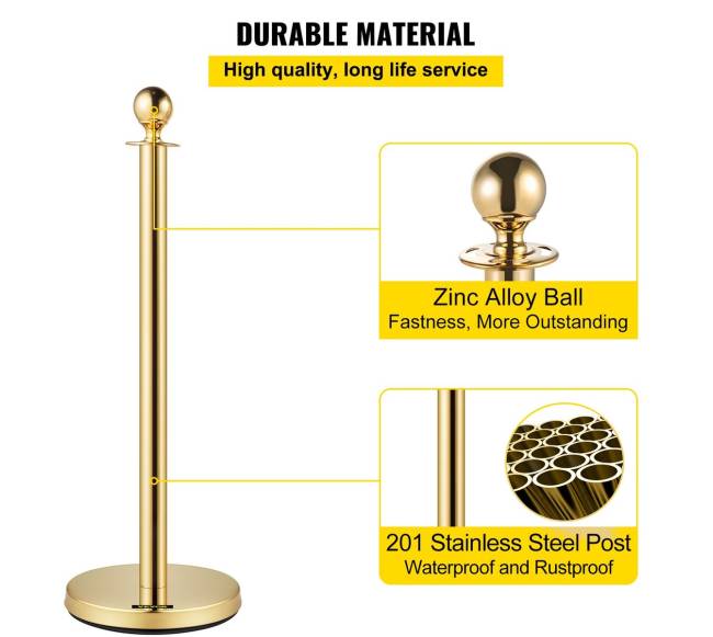 2 aukso barjerų stulpų komplektas su virve2