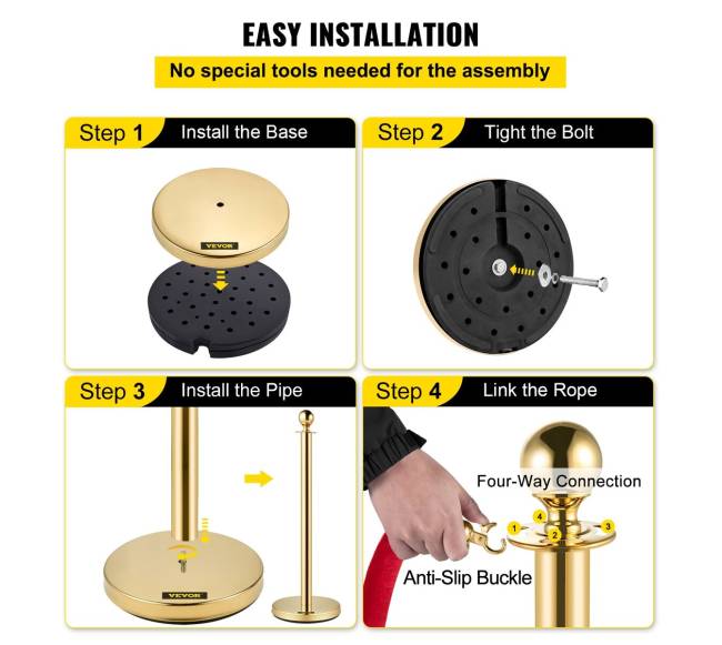 2 aukso barjerų stulpų komplektas su virve5