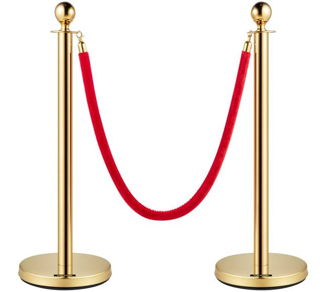 2 aukso barjerų stulpų komplektas su virve9