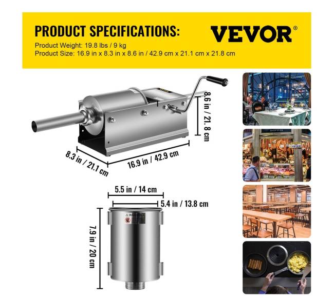 Horizontali dešrų kimštuvė 3L nerūdijantis plienas6