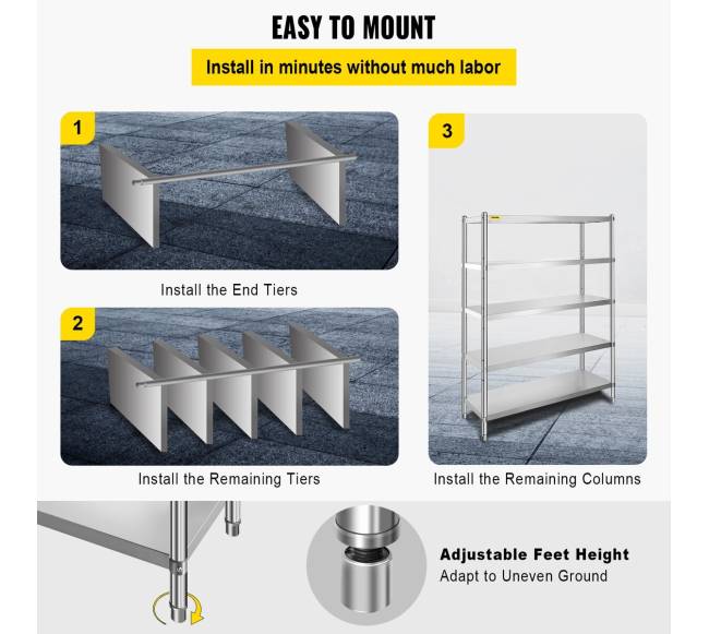 Reguliuojamos virtuvinės lentynos 5 aukštų5
