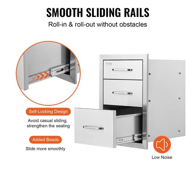 Vevor lauko virtuvės stalčius iš nerūdijančio plieno4