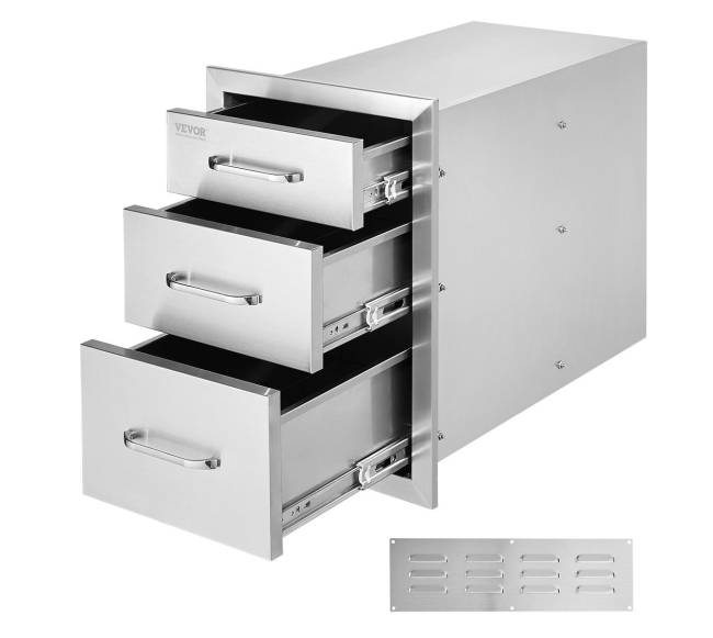 Vevor nerūdijančio plieno trijų stalčių spintelė0