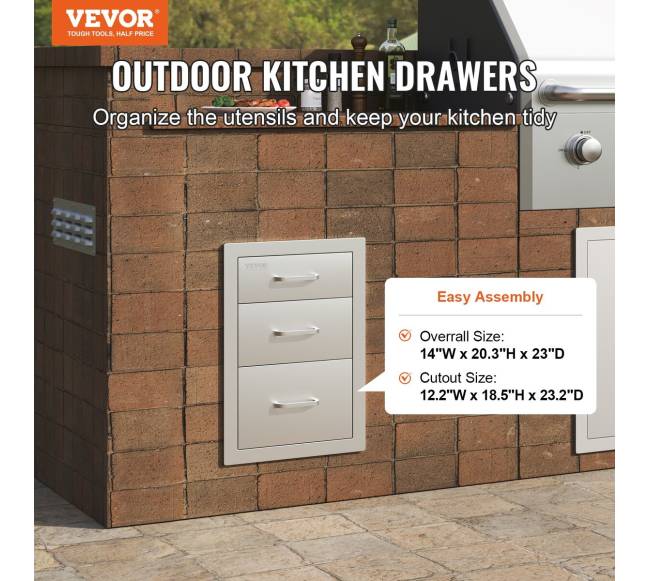 Vevor nerūdijančio plieno trijų stalčių spintelė1