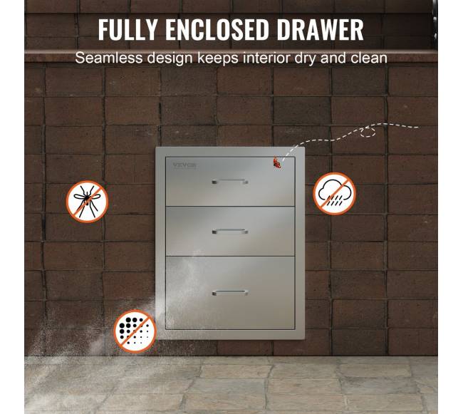 Vevor nerūdijančio plieno trijų stalčių spintelė5