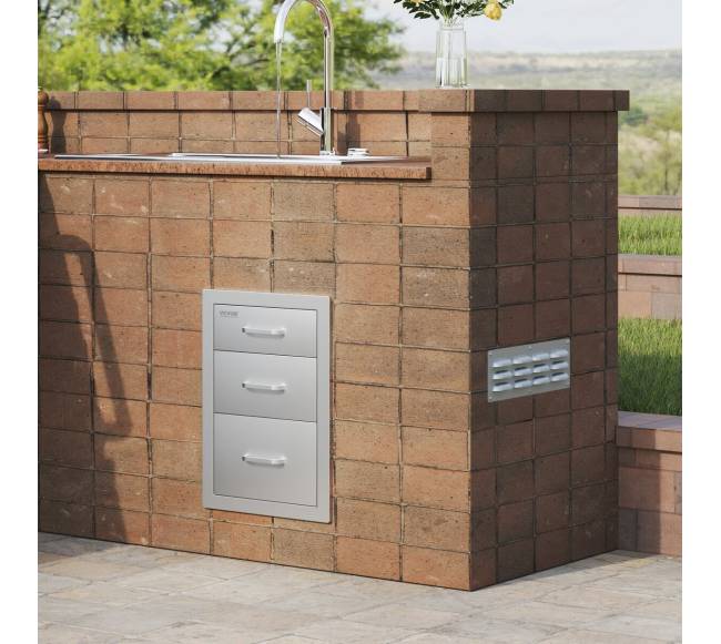 Vevor nerūdijančio plieno trijų stalčių spintelė7