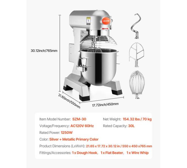 Elektrinis maisto maišytuvas 30L 1100W komercinis6