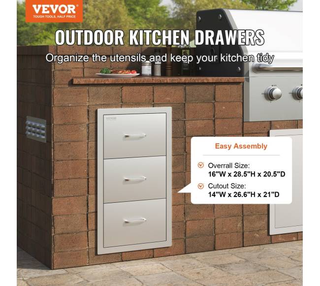 Nerūdijančio plieno trijų stalčių komplektas lauko virtuvei1