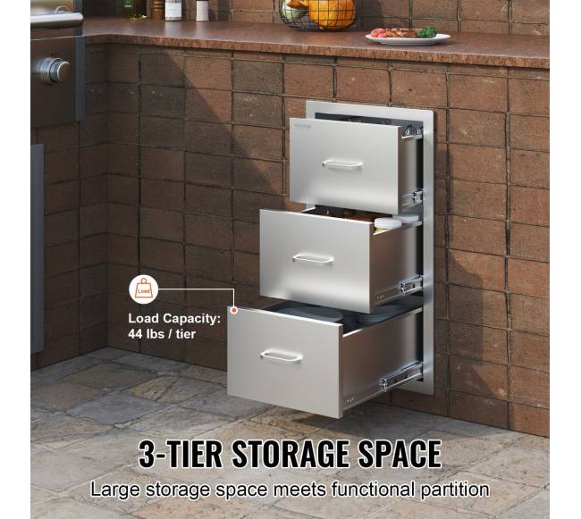 Nerūdijančio plieno trijų stalčių komplektas lauko virtuvei2