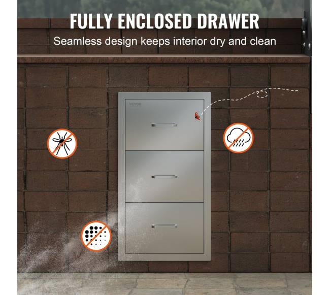 Nerūdijančio plieno trijų stalčių komplektas lauko virtuvei5